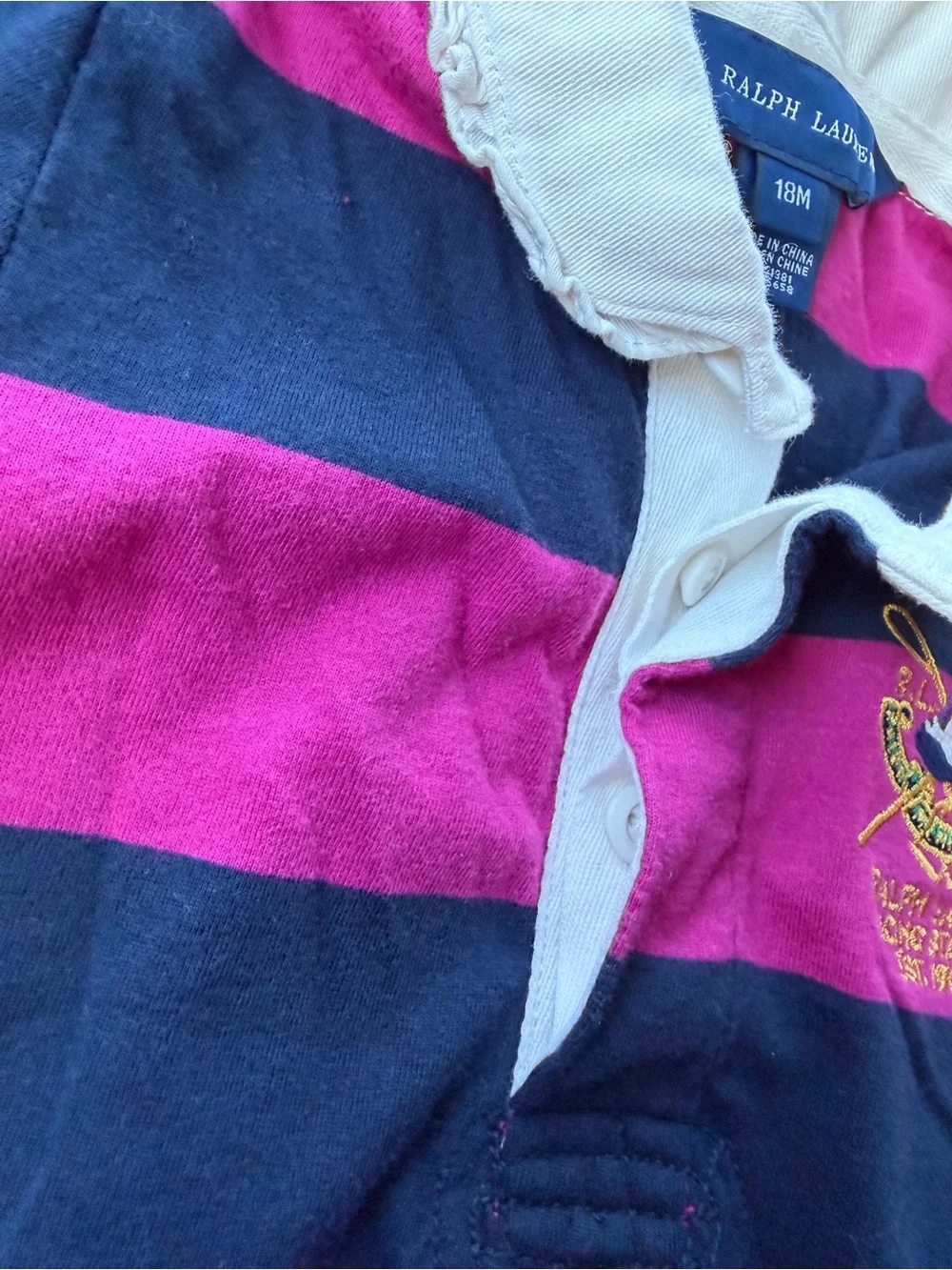 Ralph Lauren Toddler Rugby Stripe Dress Equestrian Polo Preppy Embroidered Logo